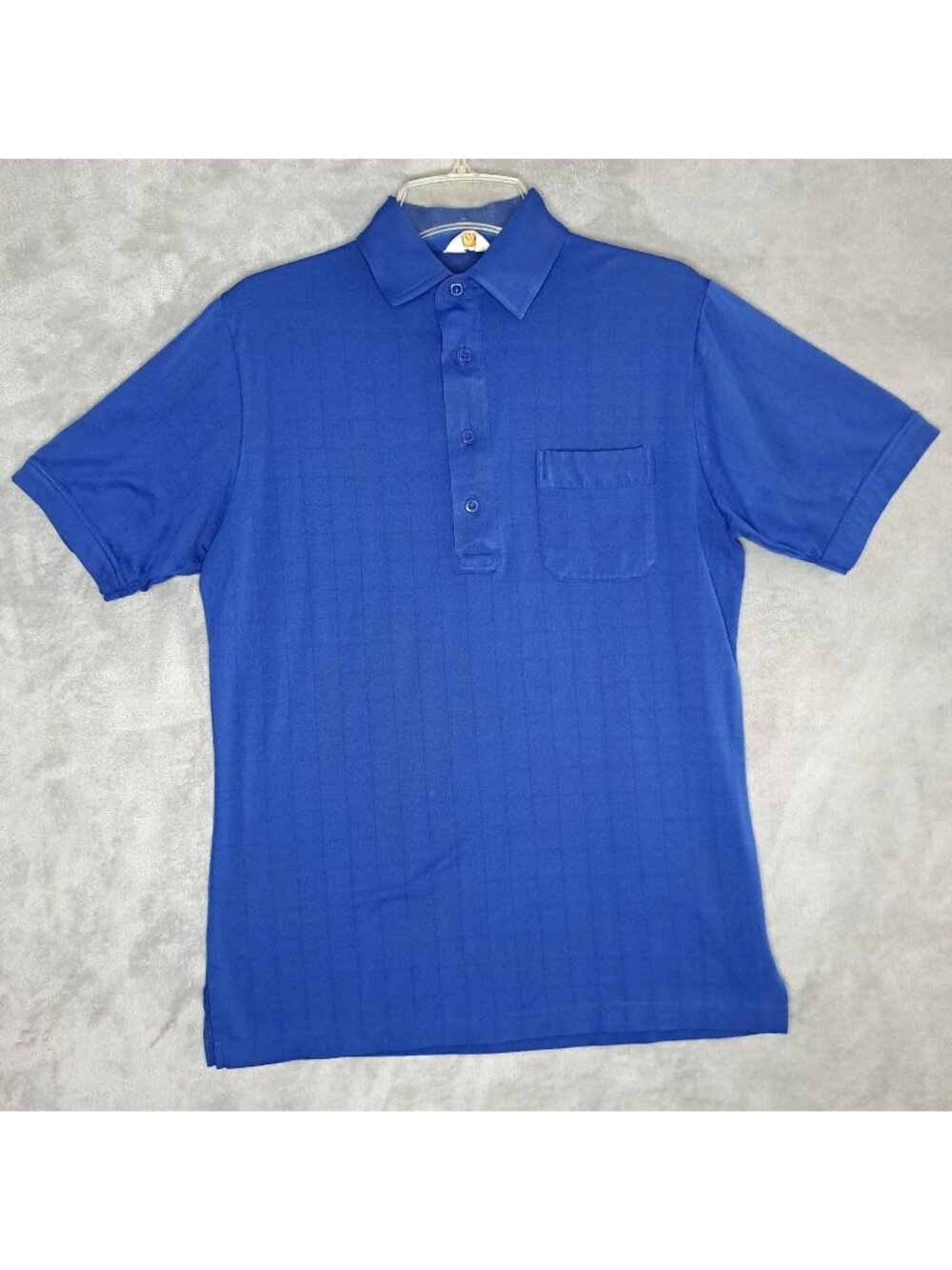 DiFini Small Blue Knit Polo Shirt Vintage Retro Short Sleeve Top